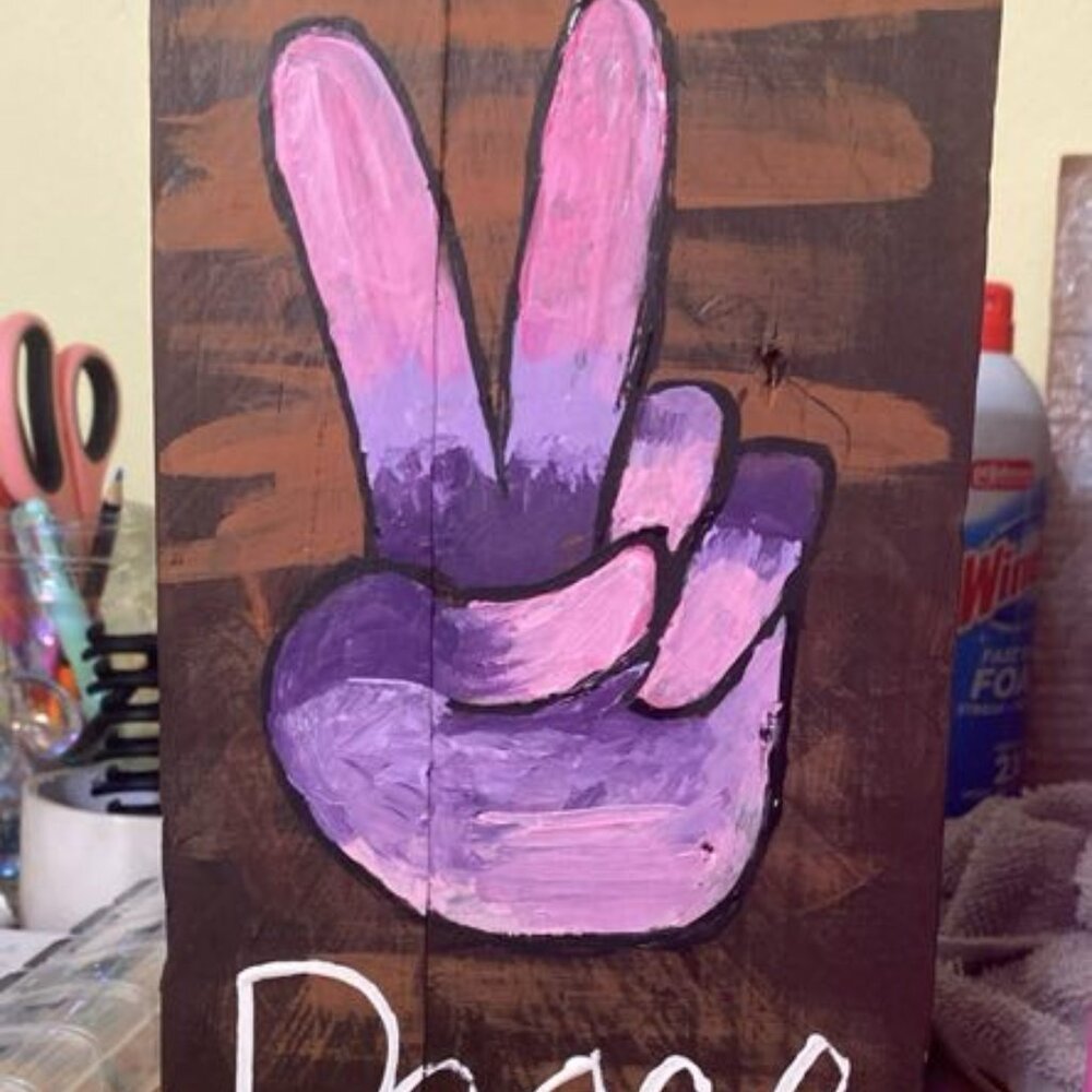 Peace painting on 6x12 Wood